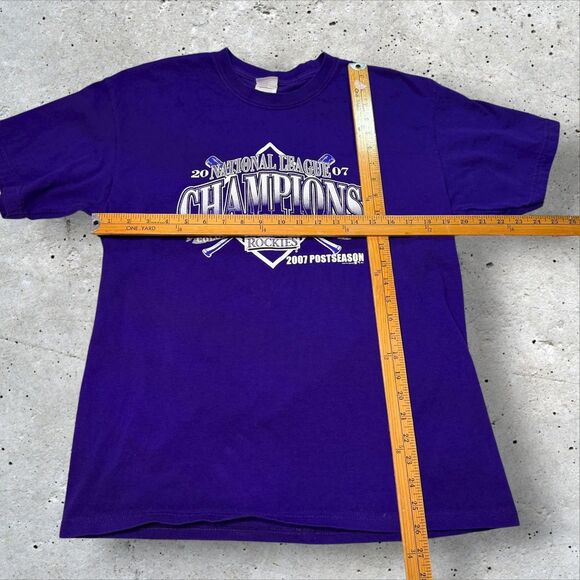 2007 Colorado Rockies NL Champions T-Shirt Large Purple MLB Postseason - Picture 10 of 10